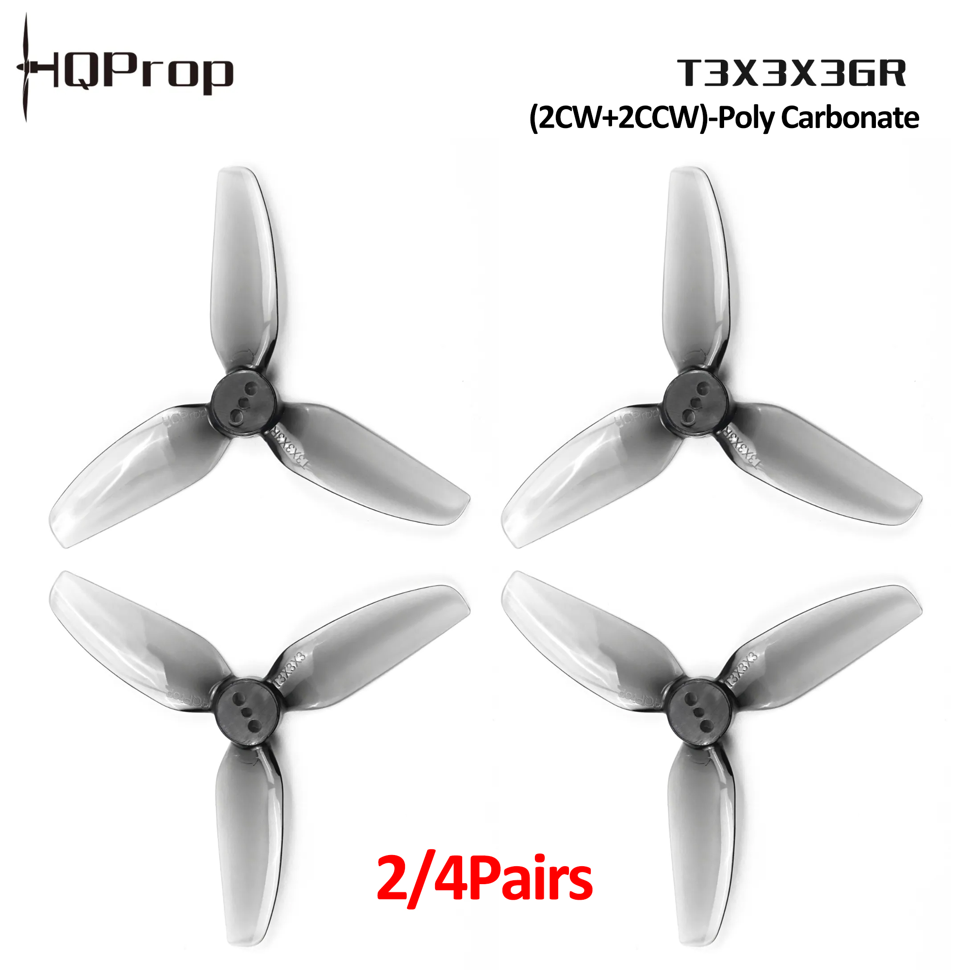 Drone Propeller - 2/4 Pairs HQProp T3X3X3GR Propeller 3Inch
